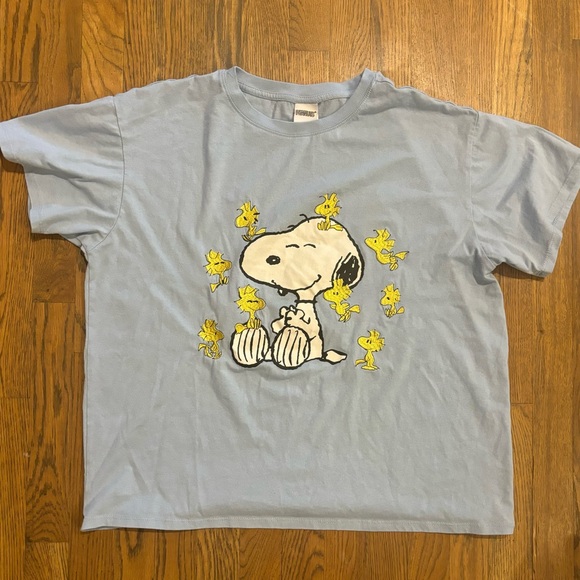 Peanuts Tops - Snoopy and Woodstock Blue T-Shirt